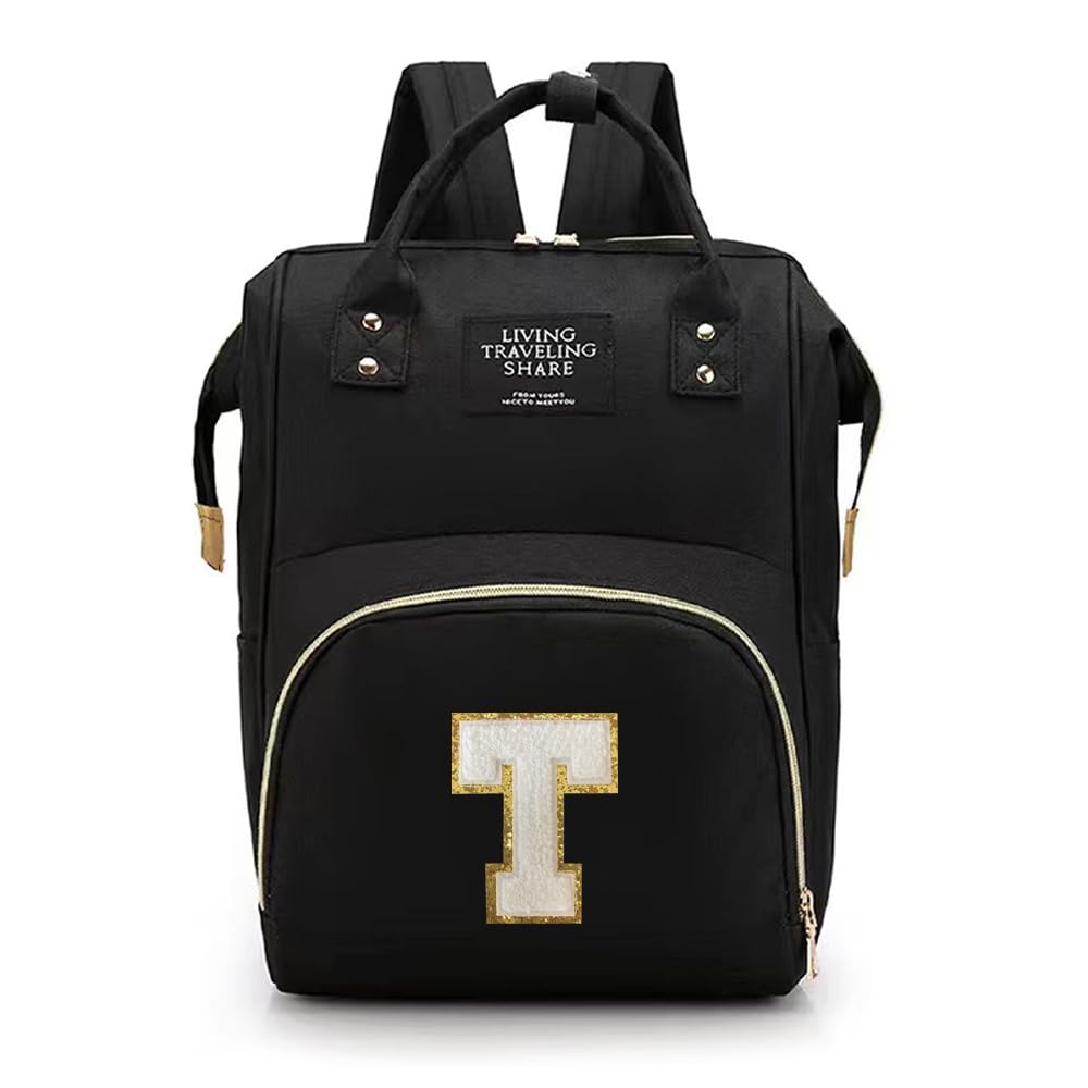 FINDING CASE Baby Diaper Bag Backpack, Multi-Function Waterproof Maternity Nappy Bags with USB Port for Mom & Dad, Large Capacity (black-gold T)