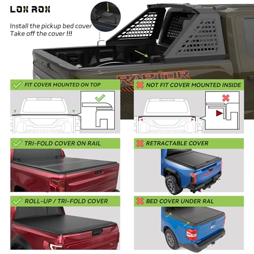 Image of Adjustable Roll Bar Full Size Compatible with Truck F-Series /F150 /Ranger /Tremor /Lighting, Ram 1500 TRX Series, Silverado 1500, Gmc Sierra 1500, Tundra,Titan Xd | No Drilling Installation