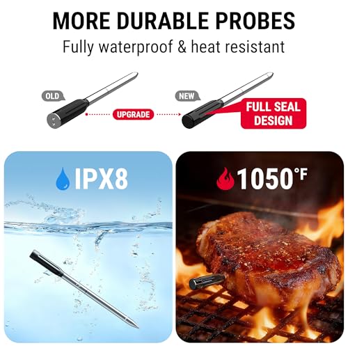 Image of TempPro Upgraded Meat Probe Wireless Meat Thermometer, 500ft Bluetooth Meat Thermometer for Cooking Kitchen Oven Smoker, Rechargeable Meat Probe for Backyard Grill BBQ Gifts(Previously ThermoPro)