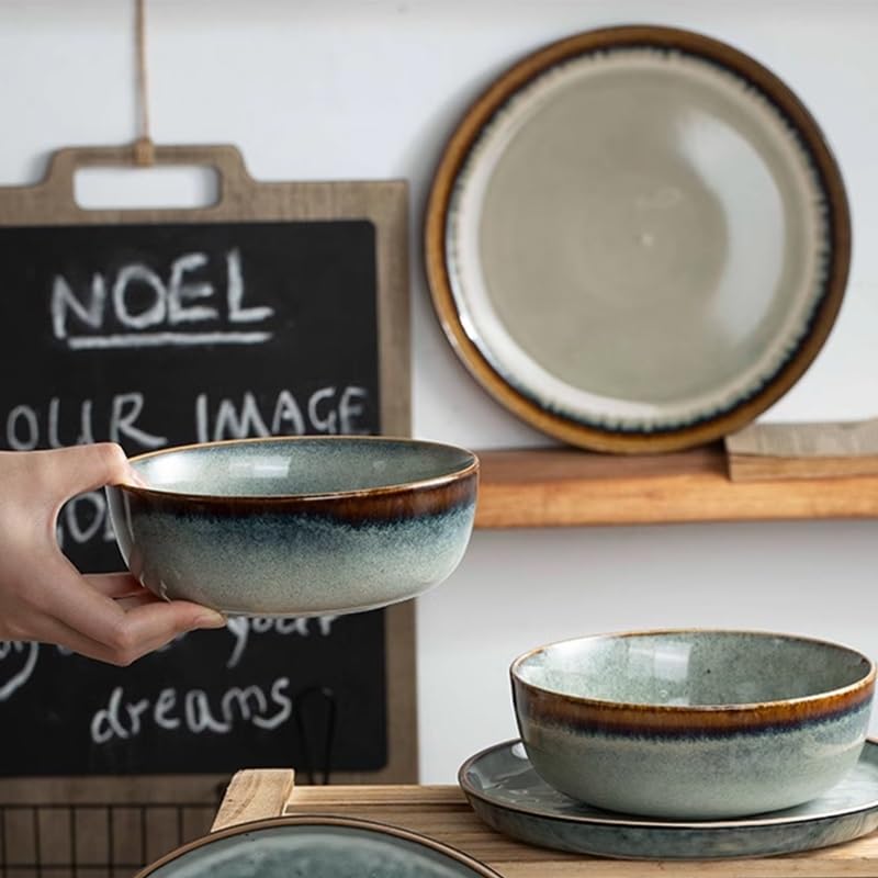 Talerze do makaronu, ceramiczne, deserowe, zastawa stołowa, retro, ceramiczny, zachodni talerz do steków, miska na makaron, talerz deserowy, miska na owoce, salaterka, duże talerze obiadowe,