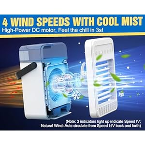 Portable Air Conditioners, Personal Evaporative Air Cooler Humidifier - 4 Speeds 7 Colors Light 3 Timers 2 Cool Mists Small Air Conditioner Portable Fan Desktop Cooling Fan Portable AC for Room Office Portable Air Conditioners Personal Evaporative Air Cooler Humidifier 4 Speeds 7 Colors Light 3 Timers 2 Cool Mists Small Air Conditioner Portable Fan Desktop Cooling Fan Portable AC for Room Office