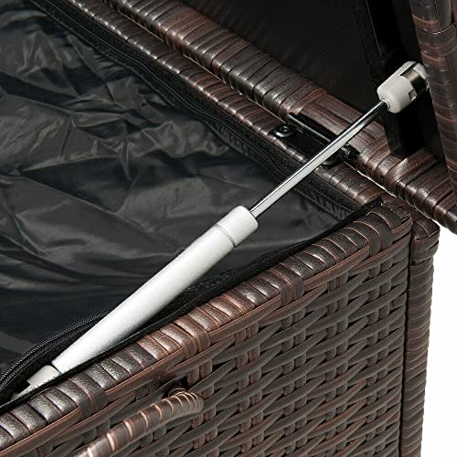 HLJMAQ Gartenbox Gartentruhe Aufbewahrungsbox Braun Auflagenbox Poly Rattan Kissenbox – Bild 8