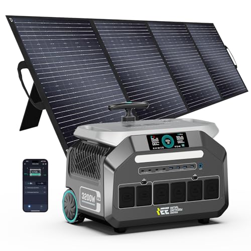 Amazon.co.jp: IEE 3200W ポータブル電源 ソーラーパネル セット 200W