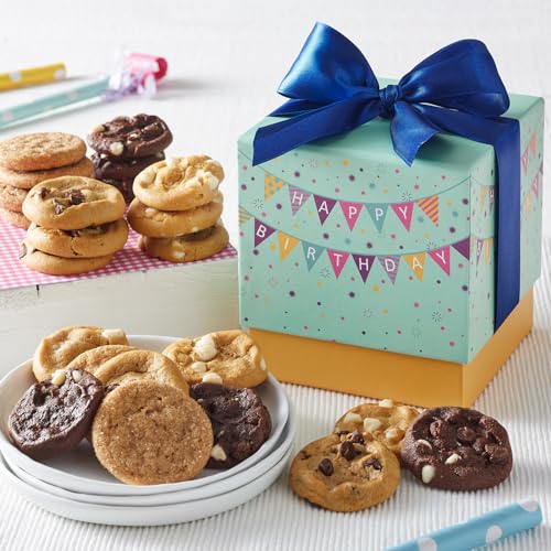 Mrs. Fields - Birthday Bulletin Mini Cookie Box, Assorted with 24 Nibblers Bite-Sized Cookies in our 5 Signature Cookie Flavors