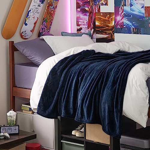 Image of Bedsure GentleSoft Fleece Blanket Twin XL - College Dorm Room Essentials for Guys and Girls Soft Warm Throw Blanket Dorm Room Decor, Navy 66x90 inches
