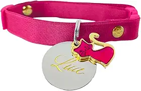 Coleira com Regulagem para Gatos e Plaquinha de Identificação nome e telefone PETS (Adultos (16 cm a 29 cm))
