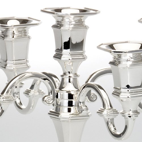 Kerzenleuchter Metall Versilbert 5-armig 27cm Silber