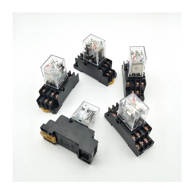Relé electromagnético de Potencia CA 110 V, 3PDT, 3NO, 3NC, 11 Pines, LED Rojo, 5 Unidades con zócalo
