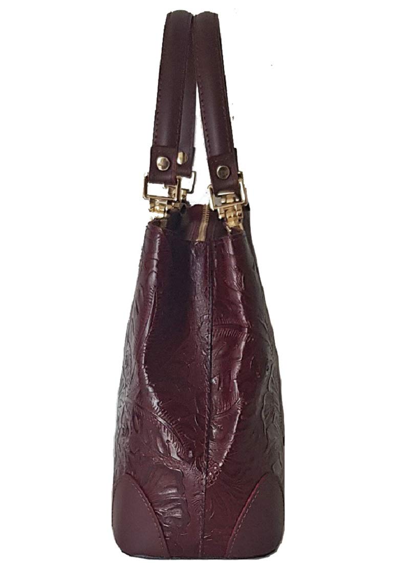 Borsa a mano in vera pelle stampa floreale made in Italy BC143