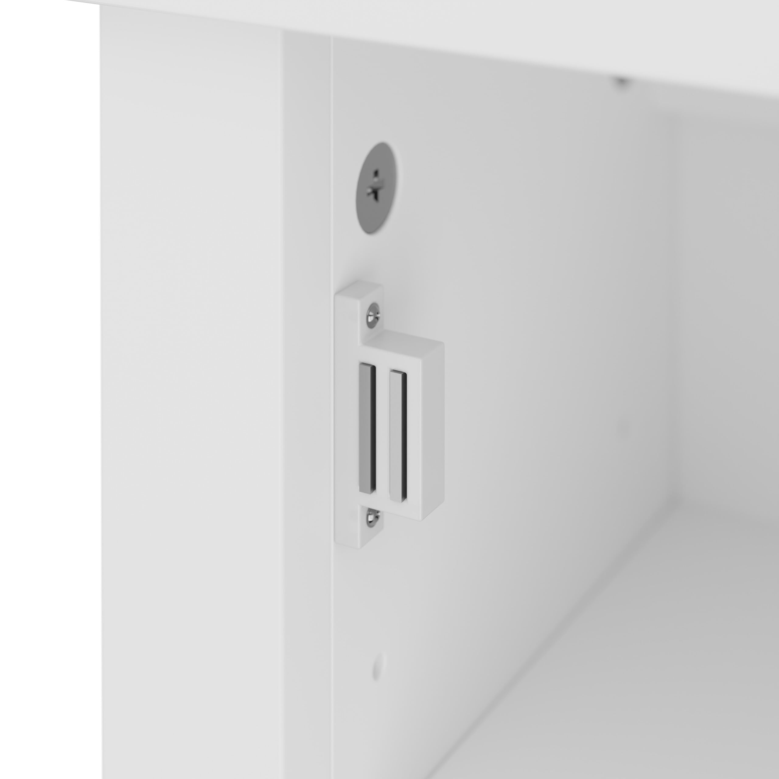 Relaxdays Mobiletto da Bagno Pensile, 3 Ripiani e Anta in Acrilico, Armadietto da Parete, MDF, HLP: 52x42x18 cm, Bianco