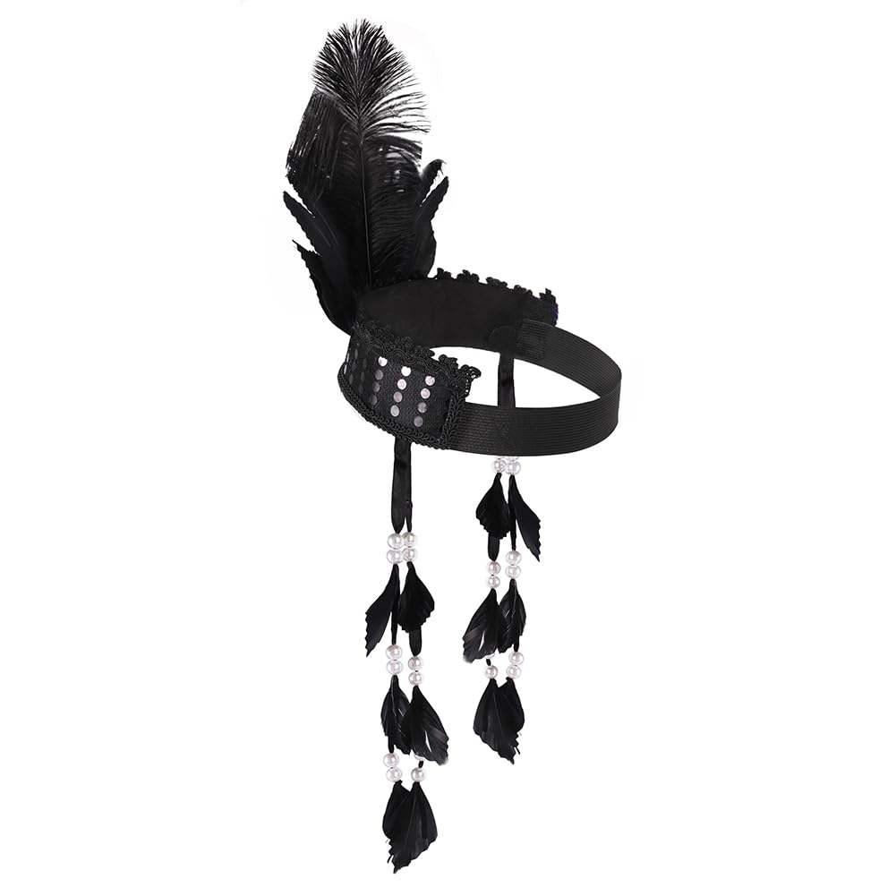 SIQITECHUK Indian Feather Headband Native American Headdress Mardi Gras Indian Fancy Dress Indian Costume Feather Head Band Feather Headpiece Carnival Halloween Cosplay Party Props Hair Accessories - Image 3