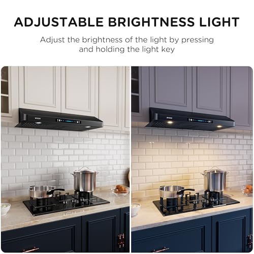 Image of IKTCH 36 inch Black Under Cabinet Hood, 900CFM Vent with Gesture & Touch Control