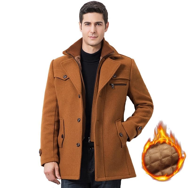 Men's Wool Trench Pea Winter Coat4