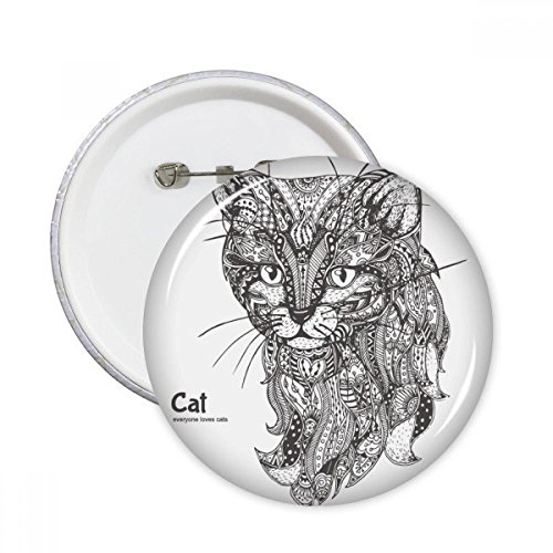 Badge bouton chat peinture humaine calme XL pins multicolore vêtement