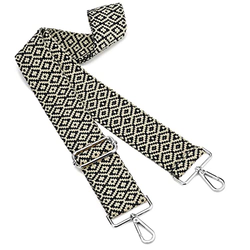 Image of Silvery Buckles Wide Shoulder Strap Adjustable Replacement Belt Crossbody Canvas Bag Handbag