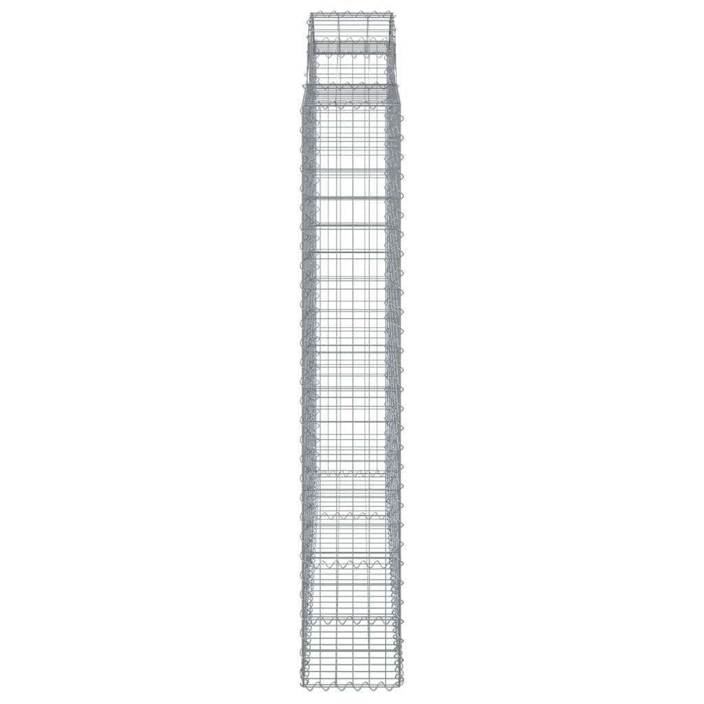 Łukowaty kosz gabionowy 200x50x180/200 cm galwanizowane żelazo siatka 5x10 cm ogrodowy panel dekoracyjny bariera dźwiękochłonna stabilna konstrukcja na kamienie wzmocnione 3, 5 ogrodu patio podwórka
