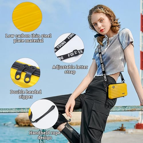 Image of Mini Suitcase Crossbody Bag, Plastic Mini Suitcase Bag Suitcase Purses Stylish Suitcase Cosmetic Bag with 2 Straps