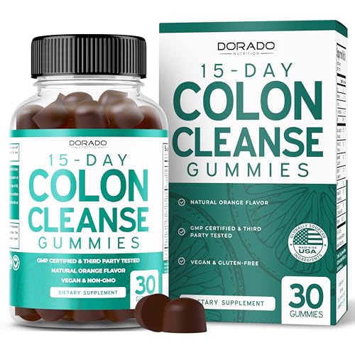 Colon Cleanse Gummies & Detox 15 Day Gut Cleanse (30 Gummies) Intestinal Cleanse & Probiotic for Gentle Laxative & Bowel Relief for Stomach Bloating - Third Party Tested, Vegan, Non-GMO - USA Made
