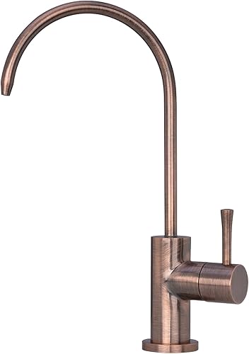 Grifo purificador de agua potable de un solo mango negro y oro rosa (cobre antiguo)