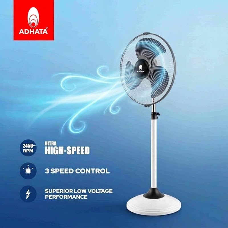 Image of Kaash Non-oscillating Ultra High Speed 2350 RPM (16 Inches) 400mm Bullet Fan /Pedestal Fan /Farrata Fan with Double Ball Bearing with 1 Year Manufacturer Warranty (White+Grey)