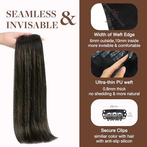 Image of GOO GOO Clip in Hair Extensions Real Human Hair, Remy Human Hair Extensions Clip ins for Women, Natural Human Hair, 14inch 130g 9Pcs, 1B /16 /1B Balayage Natural Black to Light Blonde