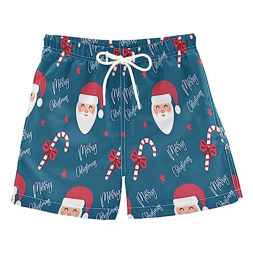 Christmas Santa Candy Bow Boys Swim Trunks Toddler Beach Board Shorts Quick Dry Kids Swimwear Bathing Suits XS