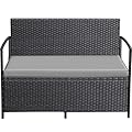 Greesum Patio Loveseat PE Rattan Wicker Outdoor Furniture with Soft Cushions & Built-in Storage Space for Lawn Garden Backyard, Black