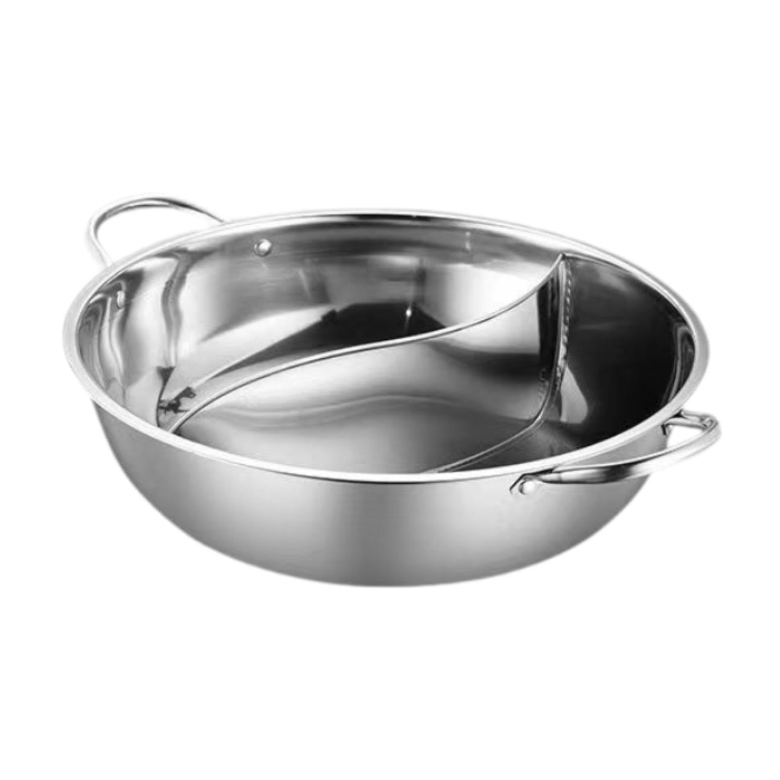 Qianly Shabu Shabu Pot Both Sides Site Shabu Kitchen Cooker Mandarin Duck Pot Hot Pot Cooking Pot Divided Hot Pot for Camping Home, 30cm