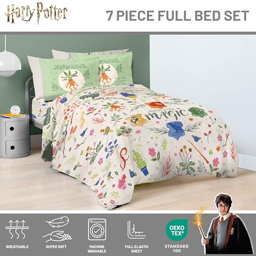 Image of Harry Potter Full Comforter Set 7 Piece Soft Floral Bedding, Multi