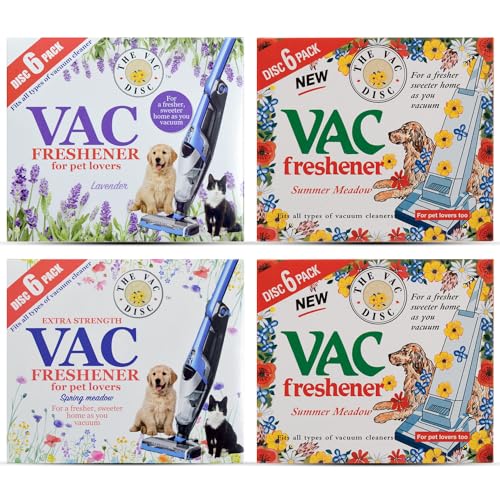 BESTUS - Hoover Discs Scented Vacuum Freshener - Pet Lover 4 Packs (24 Discs) Fits All Vacuum Cleaners Summer & Spring Meadow Lavender - VAC Freshens Air with Pleasant Scents for Home & Office