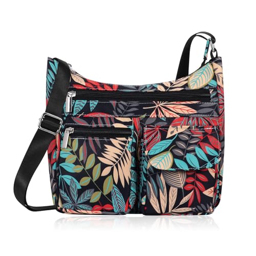 HUA ANGEL Sac Bandoulière Femme Polyester Léger Petit Sac à Main Tissu Sac Besace avec Multiples Poches Voyage Sport Shopping Travail Université