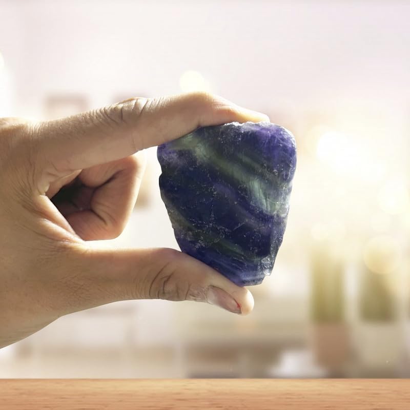 Image of Multi Fluorite Crystal Raw Stone for Meditation, Vastu Items & Feng Shui (500 Gm) | Healing Crystals for Mental Clarity & Focus | Vastu Decorative Showpiece for Spiritual Home Decoration (3-4 Pcs)