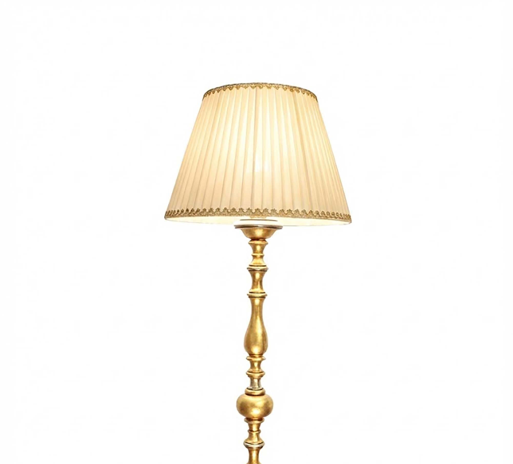 Generico Piantana, lampada da terra classica in legno foglia oro-argento 1 luce Dbs 110/pt per camera da letto, salotto, soggiorno, sala da pranzo.
