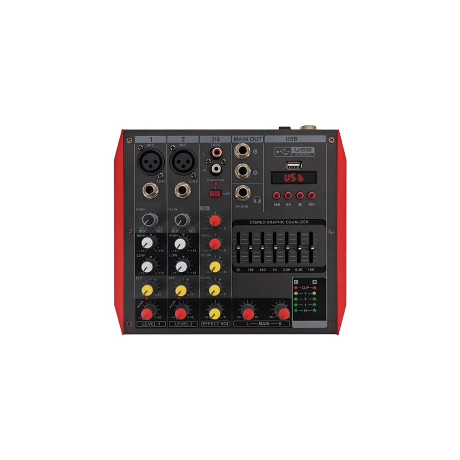 Sistema di Mixer Audio Professionale a 2/4/6 canali con Mixer USB DSP, Alimentazione Phantom a 48 V e Uscita Elevata (NT6)