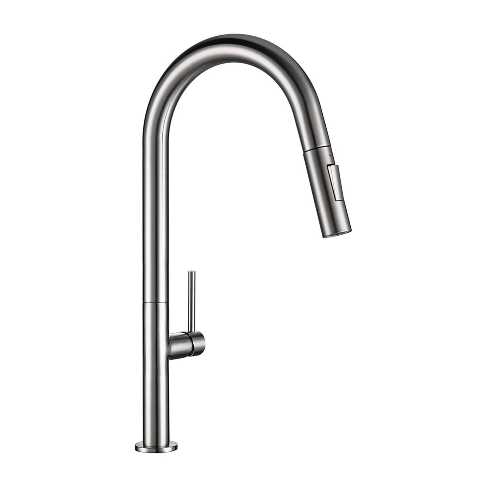 Robinet de cuisine avec pulvérisateur extractible et bec haut orientable en laiton