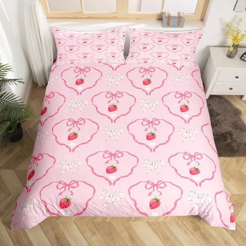 Parure de lit rose avec nœud papillon housse de couette chic lit simple