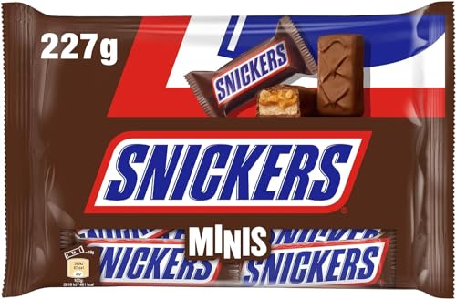 Snickers Minis Chocolatina con Deliciosa Crema de Cacahuete, Suave Caramelo y Trocitos de Cacahuete Recubiertos de Chocolate con Leche, Ideal como Regalo, 227 g