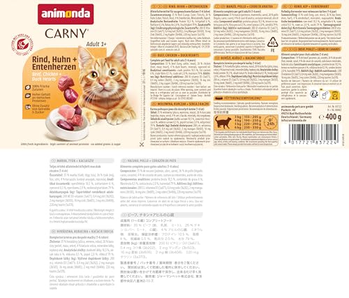 animonda Carny Katzen Nassfutter, Sorten Mix 'Kräftige Variation' (12 x 400g), getreidefreies Katzennassfutter ohne Zucker für ausgewachsene Katzen mit frischen fleischigen Zutaten