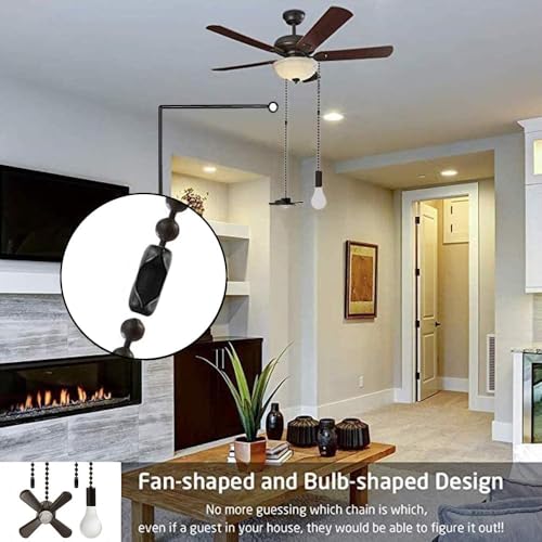 Image of SKYVIEW INTERNATIONAL Ceiling Fan Pull Chain Extension Ornaments with Decorative Light Bulb and Fan Cord, 13.6 Inches, Dark Brown