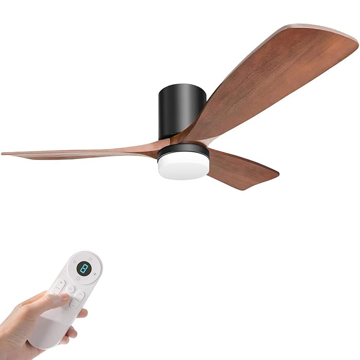 Buy HakkaGrow 52" Flush Ceiling Fan with Lights and Remote, Quiet Low