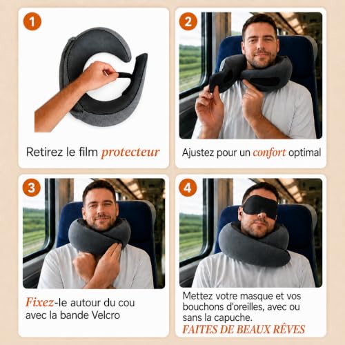 Coussin De Voyage Avion : sleepfly Coussin de Voyage à Capuche – Tour de Cou Avion, Masque pour... – Image 3