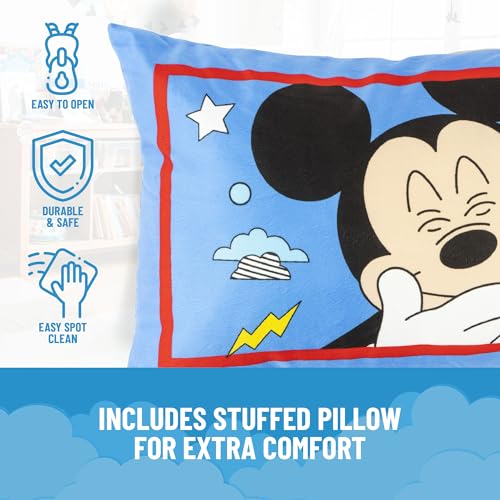Image of Jay Franco Kids Slumber Bag and Pillow - 54 x 27 Inch Comfy Indoor Sleeping Bag for School and Sleepovers, 2 Piece Set, Multi - Mickey Mouse