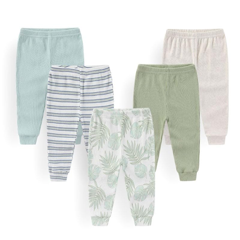 Image of JELYLOVE Unisex Baby Boy Girl Pants Sets Cotton Soft Infants Bottoms Casual 5 Pack 0-12 Month Babies' Leggings