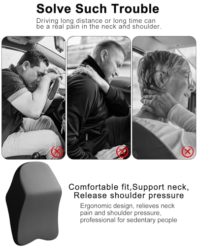 jutyum Auto Nackenkissen Kopfstütze, Memory Foam Kopfstütze Auto, Komfortabel und Atmungsaktiv Auto Kissen, Abnehmbarer Abdeckung (Schwarzes Grau)