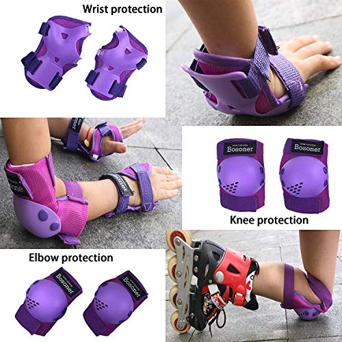 Image of BOSONER Kids /Youth Knee Pads Elbow Pads Wrist Guards Set for 3-15 Years, Child Protective Gear Set for Roller Skates, Cycling, BMX Bike, Skateboard, Inline Skating, Scooter Riding Sports