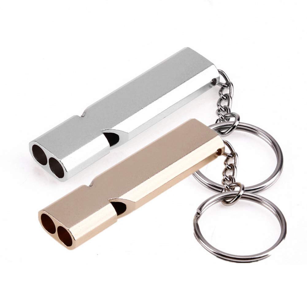 Lankater 2Pcs Emergency Whistle, Survival Safety Whistle Set, 150Db Double Tubes Safety Keychain