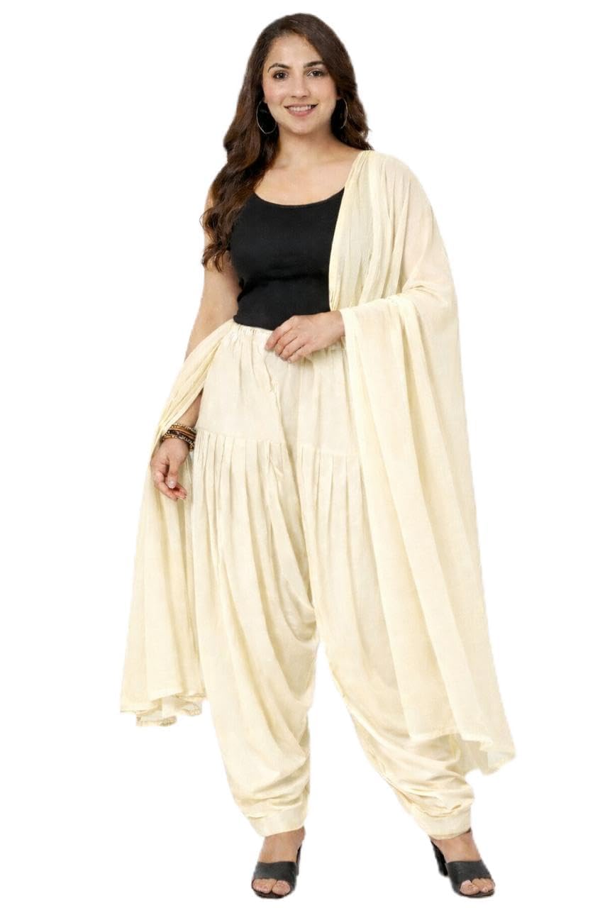 white tulips Women’s Soft Cotton Semi Patiala Salwar with Dupatta | Easy Fit Free Size Ethnic | Stylish Patiala Look | Casual Multicolor-picture-37