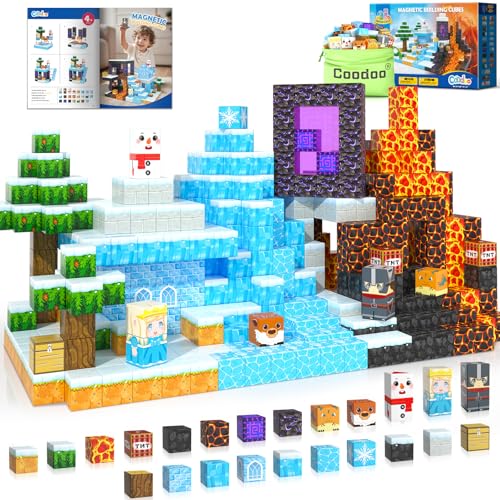 Image of Coodoo Frozen Toys Magnetic Blocks - Build Mine Magnet World Frozen & Lava Set, Magnetic Tiles Building Blocks Toddler STEM Sensory Outdoor Kids Toys, Gifts for Boys & Girls for Ages 3 4 5 6 7 8