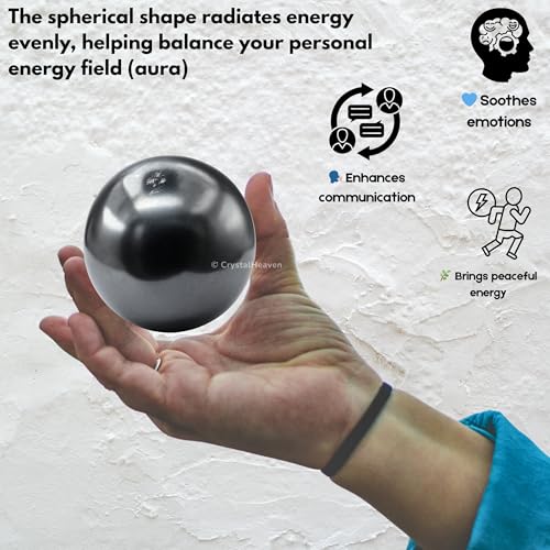 Image of Certified Hematite Crystal Ball for Meditation - Premium Crystal Vastu Items for Home and Feng Shui Items for Good Luck - Ideal for Pooja Supplies and Spiritual Practices (2 inch Inch)