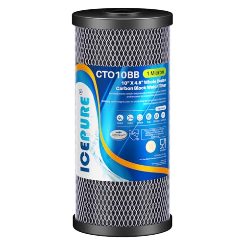 ICEPURE 10'X4.5',1 Microns Whole House Sediment Activated Carbon Water Filter Compatible with Dupont WFHDC8001,EP Series,EPM Series,CB-BB-10, GE FXHTC, GXWH40L, GXWH35F, GNWH38S, CTO10BB,1PACK